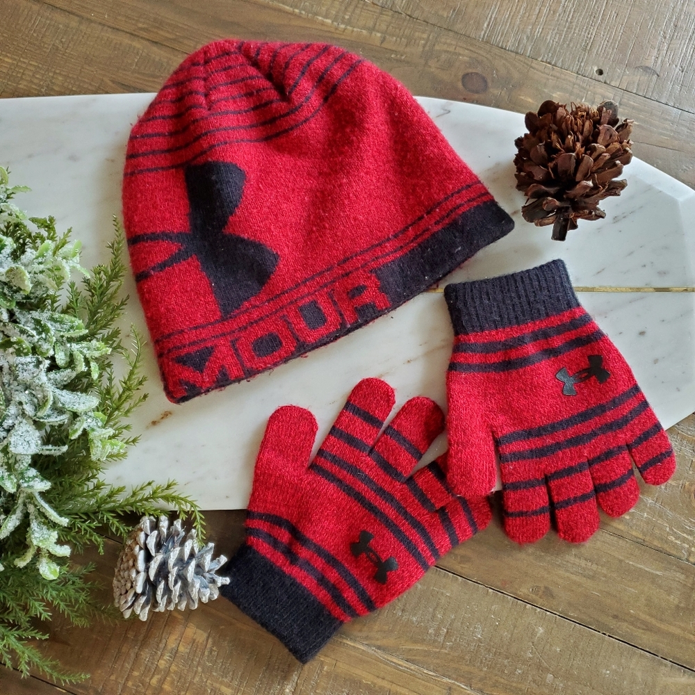 Under Armour Soft Ribbed Knit Toddler Hat & Mittens Set